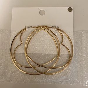 Large Gold Heart Cutout Forever 21 Hoops